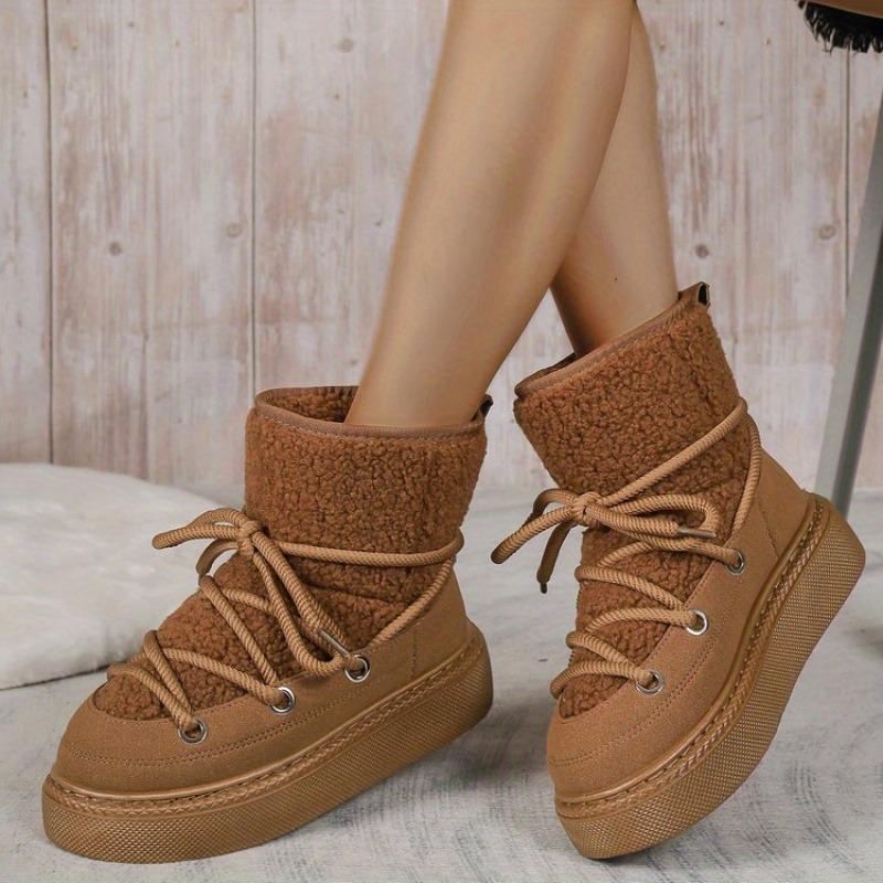 Big Size Thick Bottom Cross Strap Snow Boots 2025 Fall and Winter New Thickened Mid-calf But Not Knee Warm Women's Boots