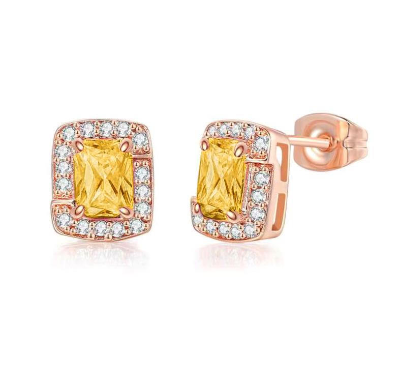 Bling Birthstone Crystal Stud Earrings for Women Multicolor Zircon Wedding Engagement Ear Accessories Fashion Earing Zircon