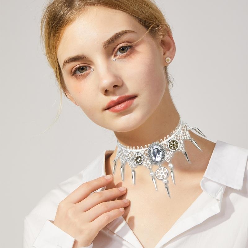 Collar Necklace with Lace and Gears Household Decoration for Wedding Birthday Party Decoration Accessory