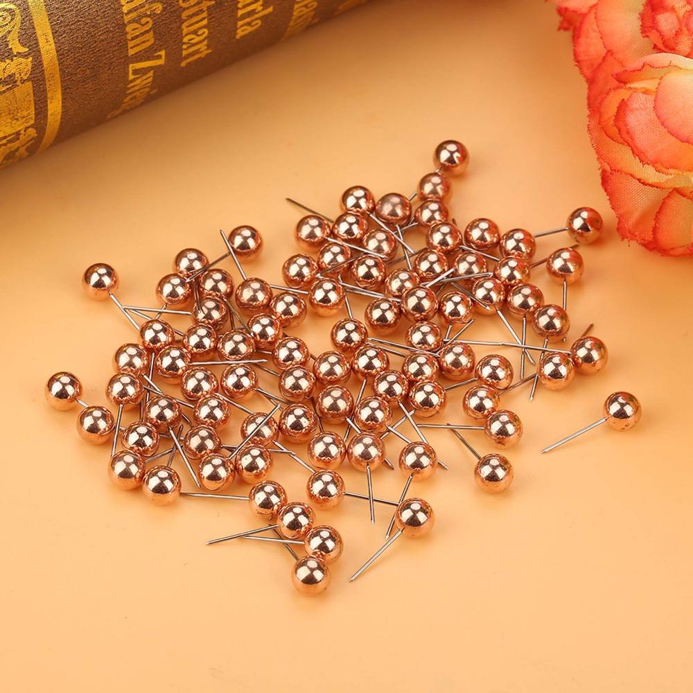 200pcs Rose Gold Pushpin Plastic Straight Pin Decorative Thumbtack Pins  Cork Boards