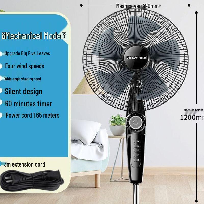 Ventilatore Elettrico Silenzioso a Risparmio Energetico: Ventilatore da Pavimento/Scrivania Oscillante Radiocomandato con Timer Meccanico, Design Verticale e Grande Flusso d'Aria