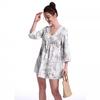 European and American new V-neck print dress seven-quarter sleeve sexy dress sexy vacation dress