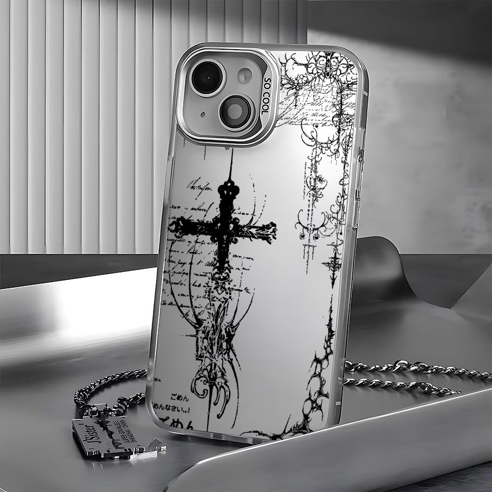 Phone Case For iPhone 17 16e 16 15 14 13 12 11 mini Pro Max X XR 8 7 Air Plus Anti Fall Matte Back Cool dark gothic cross mark