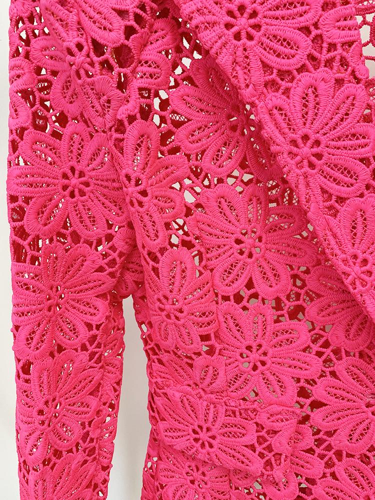 Available 2025: Stylish European & American Celebrity Slim Lace Pantsuit Set