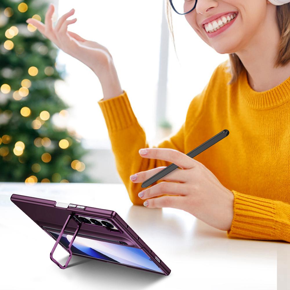 KEYSION with Touch Pen Case for Samsung Galaxy Z Fold 6 5 5G Hard PC Kickstand Phone Cover With Tempered Glass Screen Protector