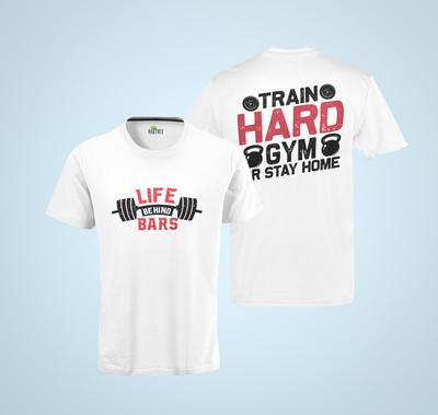 T-Shirt da uomo Bio Train Hard GYM or Stay Home Life Bars GYM Bodybuilding