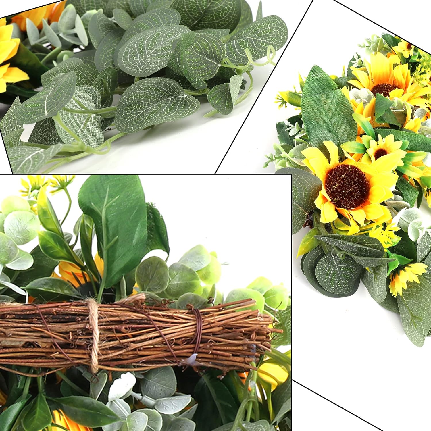 Искусственная гирлянда-гирлянда из подсолнухов, Декоративная цветочная гирлянда с зелеными листьями, Декор для свадебной арки, Искусственный цветочный венок, Гирлянда-гирлянда из подсолнухов для входной двери дома