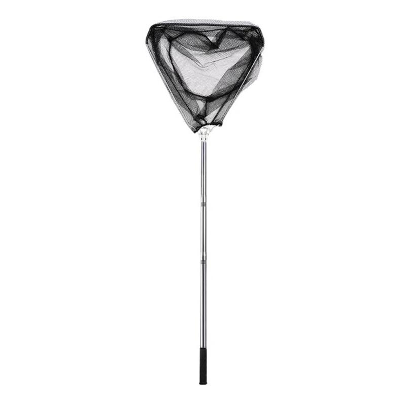 Foldable Fish Landing Net Nylon Mesh for Safe Fish Catching Stainless Poles Handle Fishing Net Saltwater Fish Equipment