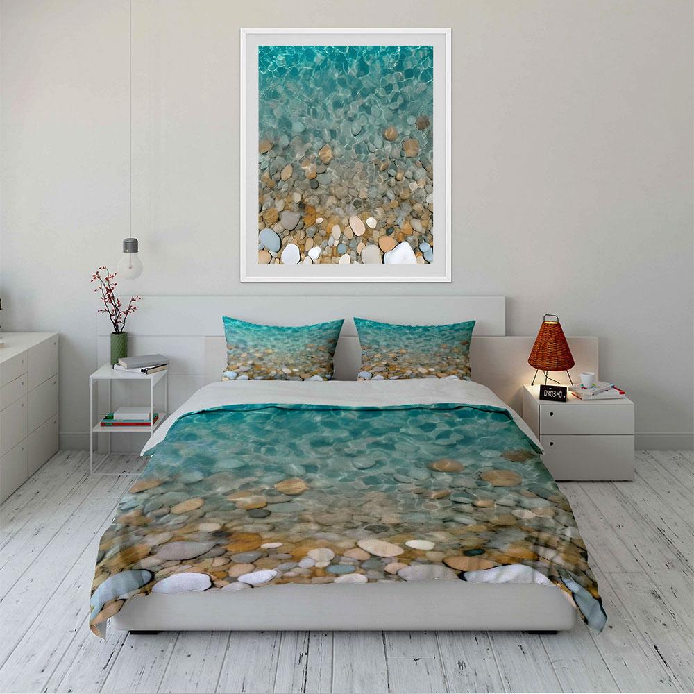 "Beach Pebbles Water Bedding" Bedding Duvet Cover Set Duvet Cover Pillowcases (1 * Duvet Cover 2 * Pillowcases, without duvet insert)