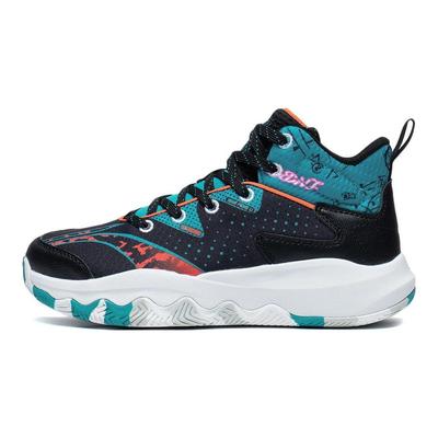 LiNing Pioneer Primary 3.0 Wygodne Antypoślizgowe Odporne na Ścieranie Buty do Koszykówki Mid-Top Dziecięce sneakersy Czarno-Zielone YKBT006-1