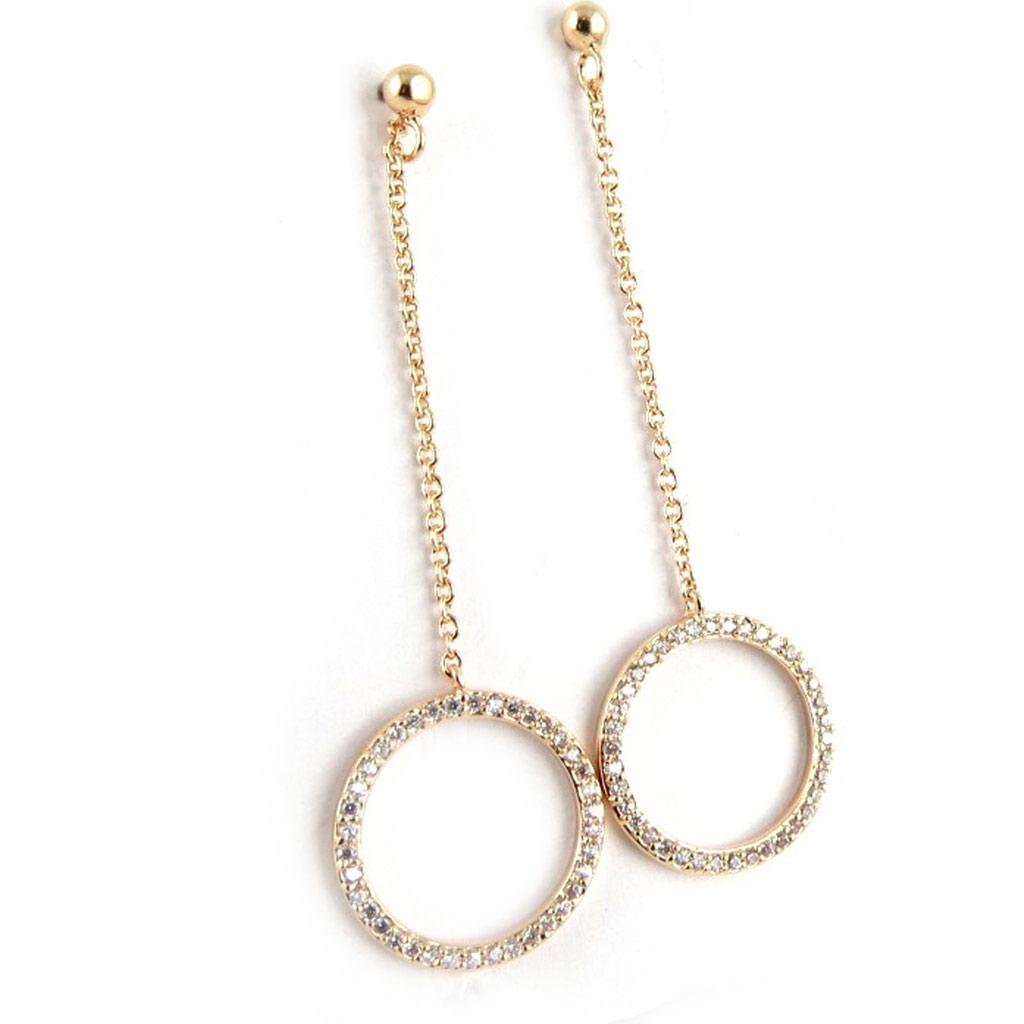 Les Trésors De Lily [L0749] - Pinky White 'Déesse' Gold Plated Earrings - 50x15 Mm