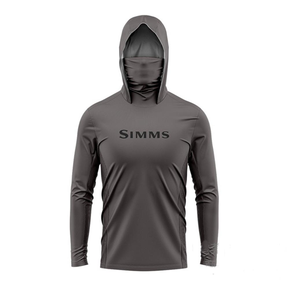 2024 New SIMMS Men's Sunscreen Upf 50 + Long Sleeve Fishing Suit UV Protection Mask Hooded Fishing Suit