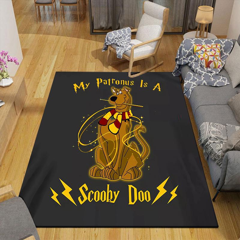 Scooby Flannel Pattern Square Carpet,Area Rug,Carpet Rug for Living Room Bedroom Sofa Playroom Decor,Non-slip Floor Mat