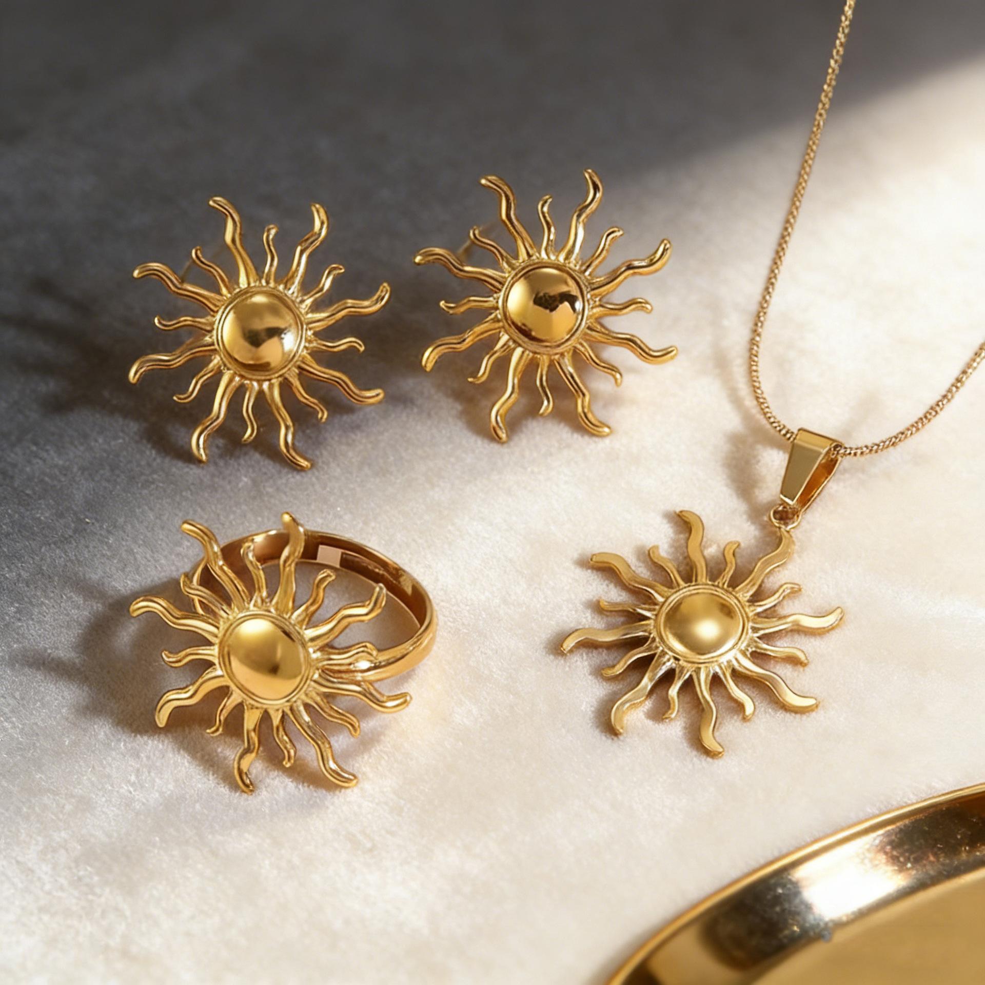 Fashion Sunflower Radiance Earrings Necklaces Bracelets Female Internet Celebrity Trend Party Vintage