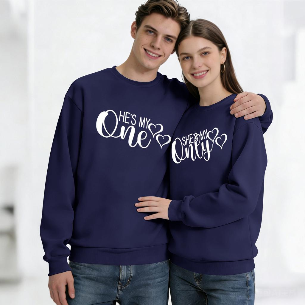 Men's Round Neck Long Sleeve Top, Unisex, Couple Casual Sports Top Set