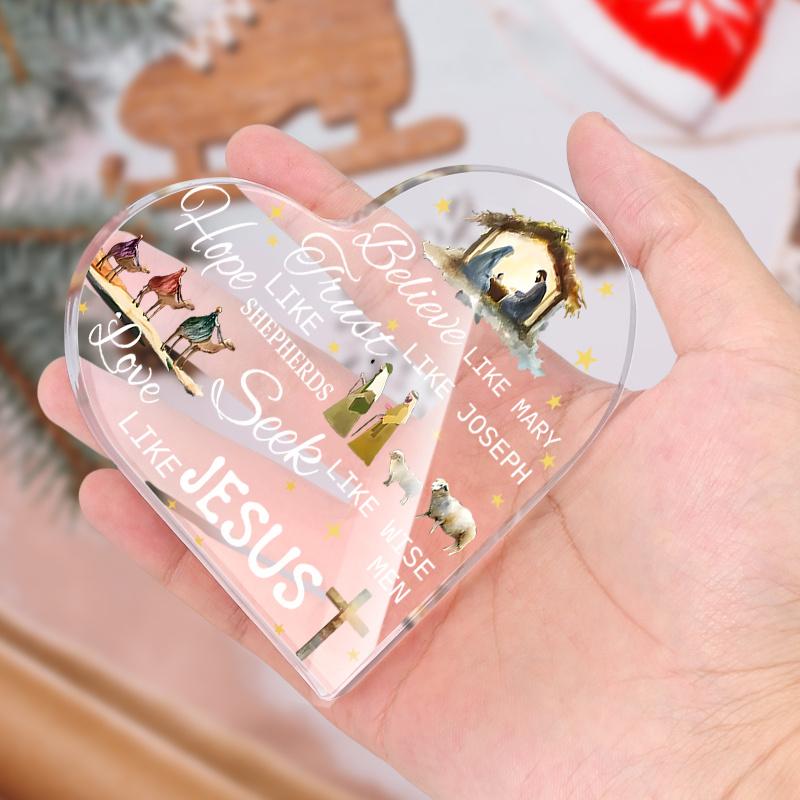 Acrylic Holy Night Nativity Scene Decorative Sign & Plaque | Perfect Desktop Ornament for Home and Office, Excellent Gift for Family or Friends 