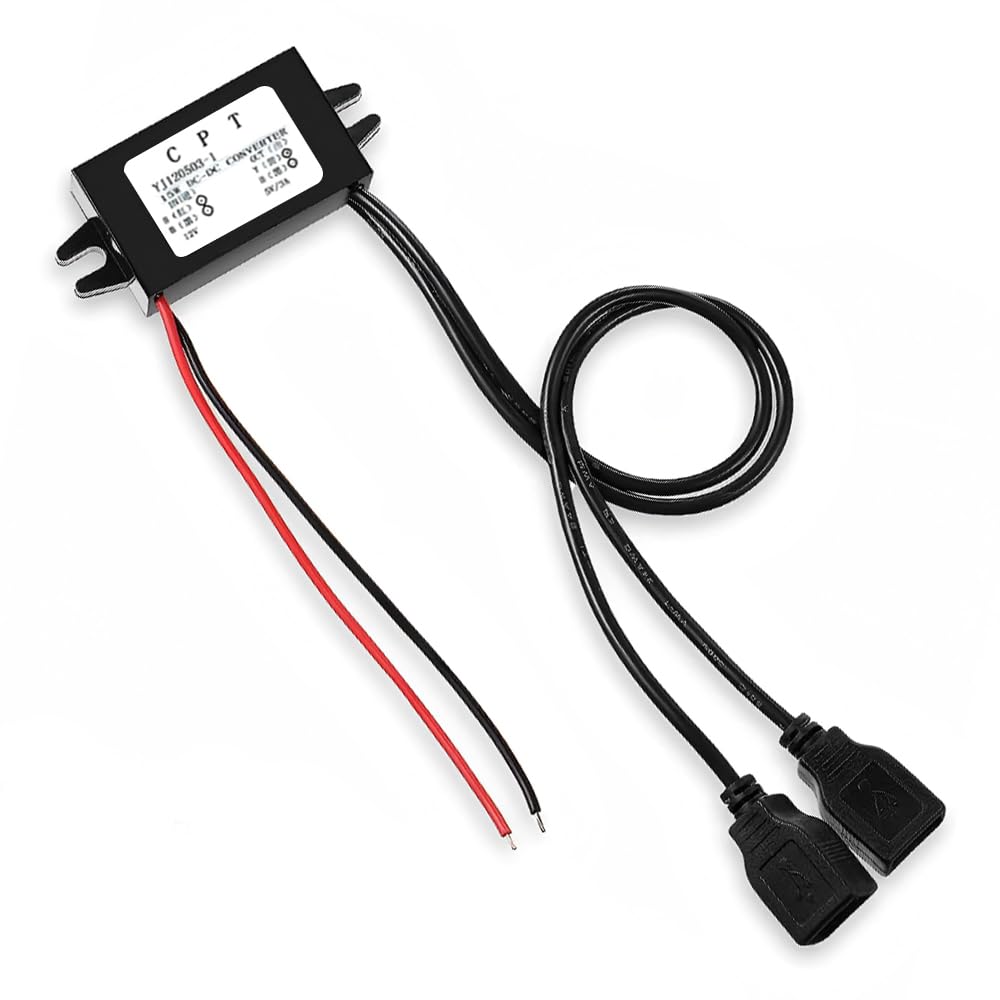 Konverter USB-portutvidelse Bil USB-strømadapter Dobbel modul Buck-regulator Bilomformer Svart