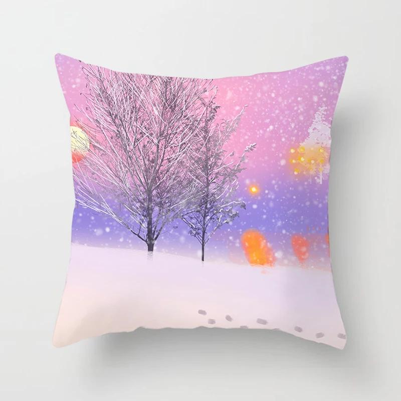Home Decor Winter Scenes Pillow Covers for Cozy Decor Pattern Cushion Cover Suitable for Sofa Bedroom Car Pillow Cover