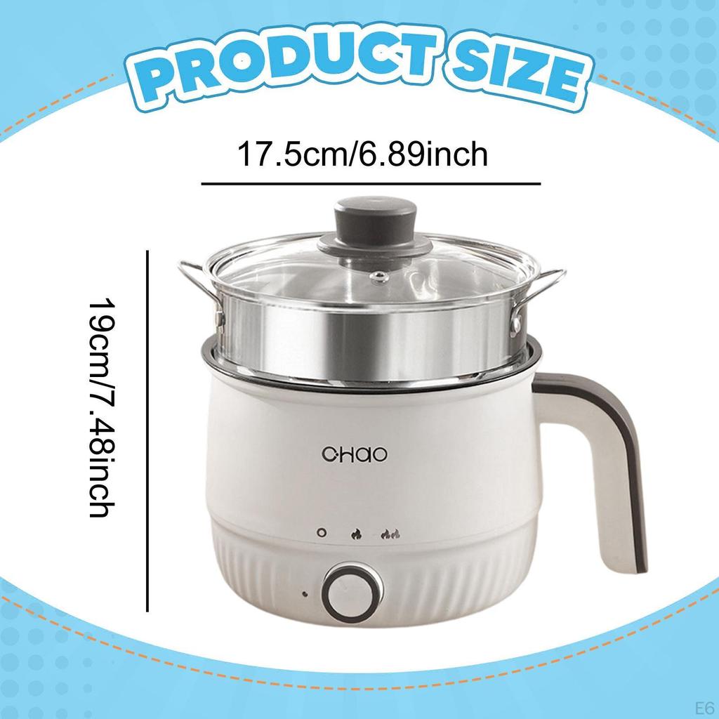 Electric Pot Cooking Nonstick Portable Mini Ramen Cooker Multipurpose for Oatmeal, Rice,