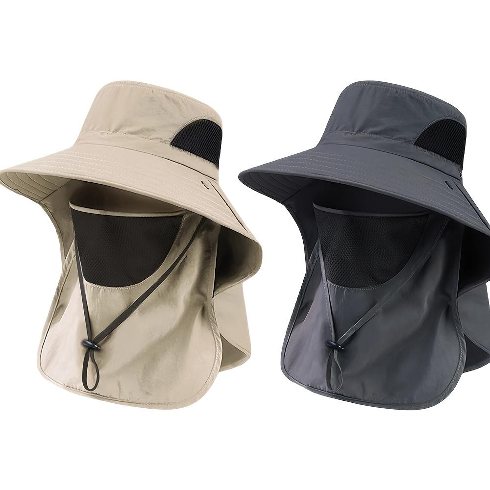 

2pcs Outdoor Sun Hat, Men s Neck-quick-drying Bucket Hat, Adjustable Sun Visor, Breathable Mesh, with Detachable Mask, Suitable for Both Men and Women