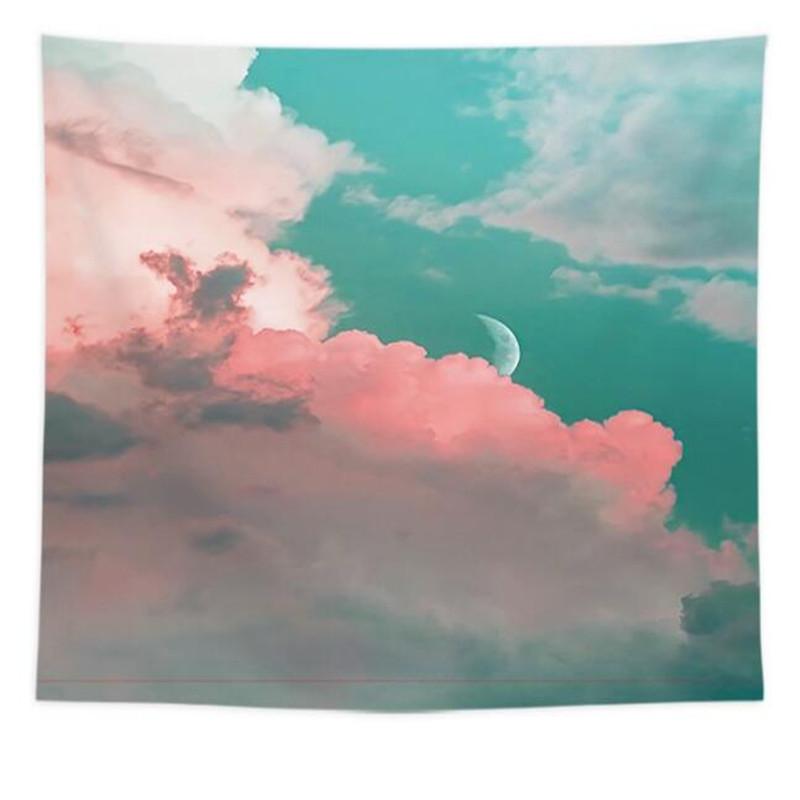 Home Decor Seascape Wall Hanging Cloth Romantic Moon Cloud Print Tapestry Bedroom Living Room Background Cloth tapiz