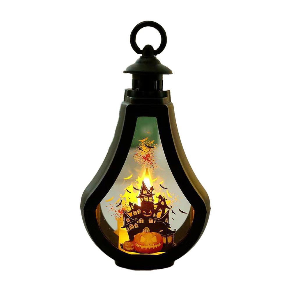 Halloween Portable Lamp Decorative With LED Candle, Decorative Haunted House Candle Portable Lampfor Outdoor Home Room Door Party Decor