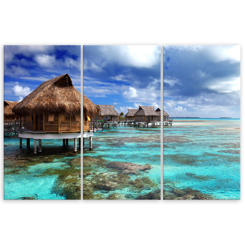 Three piece picture canvas print Tropical Beach