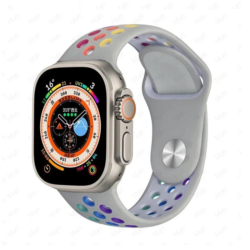 Sportarmbänder für Apple Watch Series 10 42mm 46mm Armband ultra 2 49mm 40mm-44mm 45mm 41mm Silikonarmband iwatch 10 9 8 7 6 SE 5 4 3