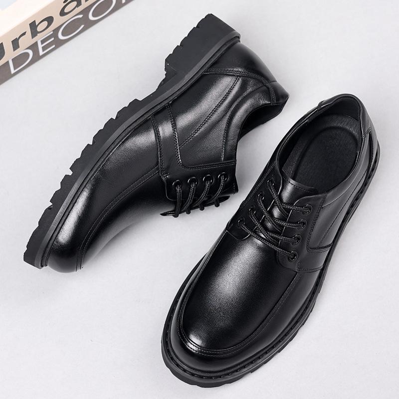 Men's Shoes Autumn and Winter New Men's Soft-soled Business Leather Shoes New Men's Dad Shoes Lace-up Dress Casual Leather Shoes a Generation