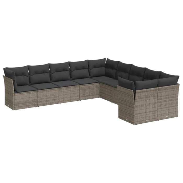 VidaXL Salon de Jardin avec Coussins 10 pcs, Canapés de Terrasse, Ensemble de Meubles de Patio, Mobilier d'Extérieur, Gris 3250079