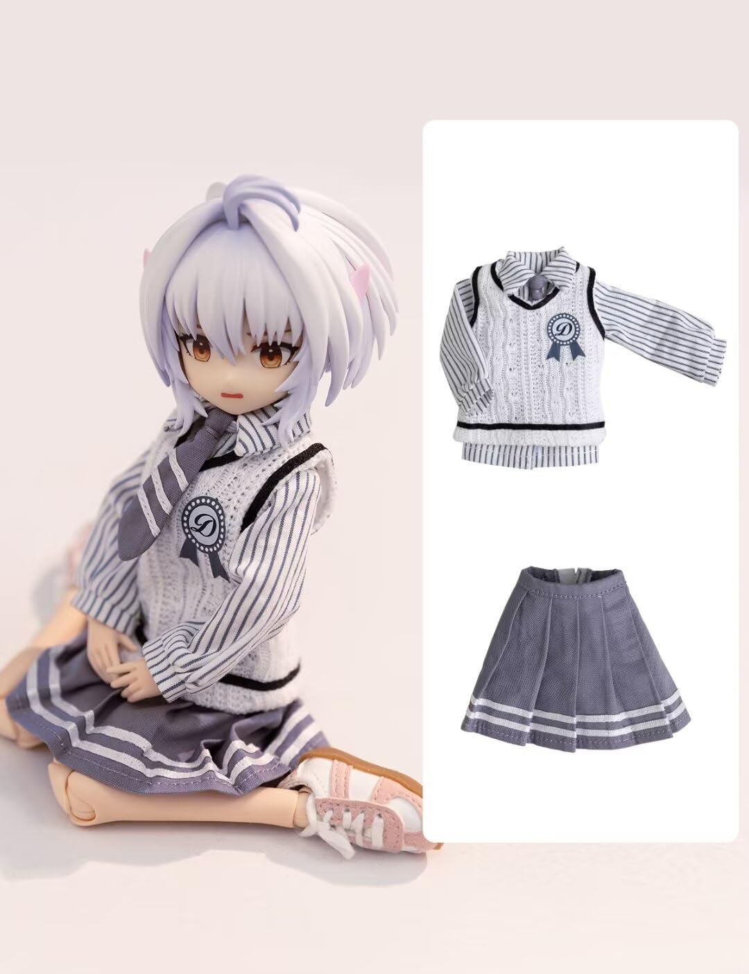 

YMY Ob22 Ob24 Кукольная рубашка галстук жилет полуюбка комплект школьной формы для BJD кукол одежда, + + + (синий)