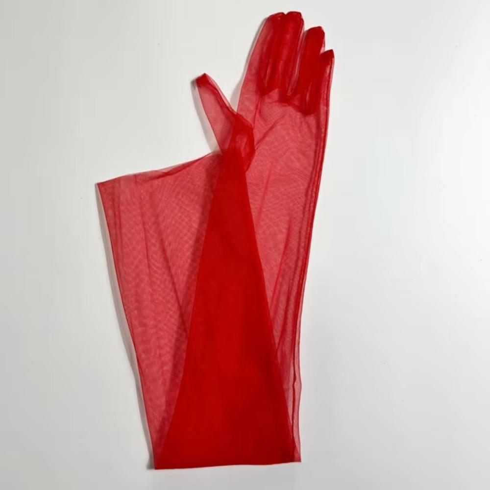 70cm Long Sheer Gloves Ultra Thin Mesh Elbow Gloves Fashion Tulle Gloves  Party Dress