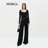 MO&Co. Faux Two-Piece Pleated Tencel Wool Long-Sleeve Top