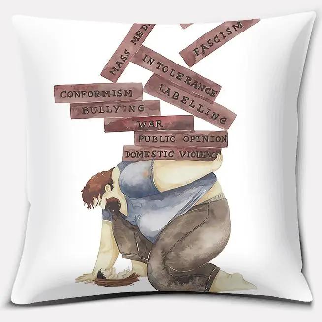 Watercolor Warm Family Series Pillow Gift Home Office Decoration  Bedroom Sofa Car Cushion Cover case
