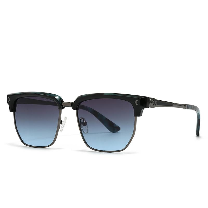 New Classic Half Frame Sunglasses Men Women Retro Rivet Small Sun Glasses Male Popular Black Travelling Shades