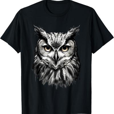 Owl Artwork Drawing Animal Lovers Animal Print Portrait T-Shirt