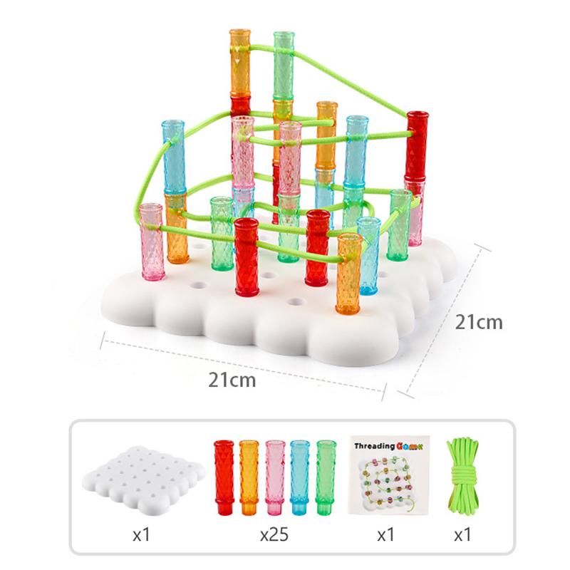 

Kids Montessori Rainbow Boards Stringing Tactile Toy Sets Color Sorting Counting Activity Pegboard Education Fine Motor Skills Toy Sets
