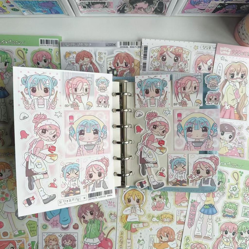 8 Types of Korean Cute Girl Stickers Soft Cute Girl Handbook Stickers Ins Cartoon Character Material Handbook Stickers New Gifts