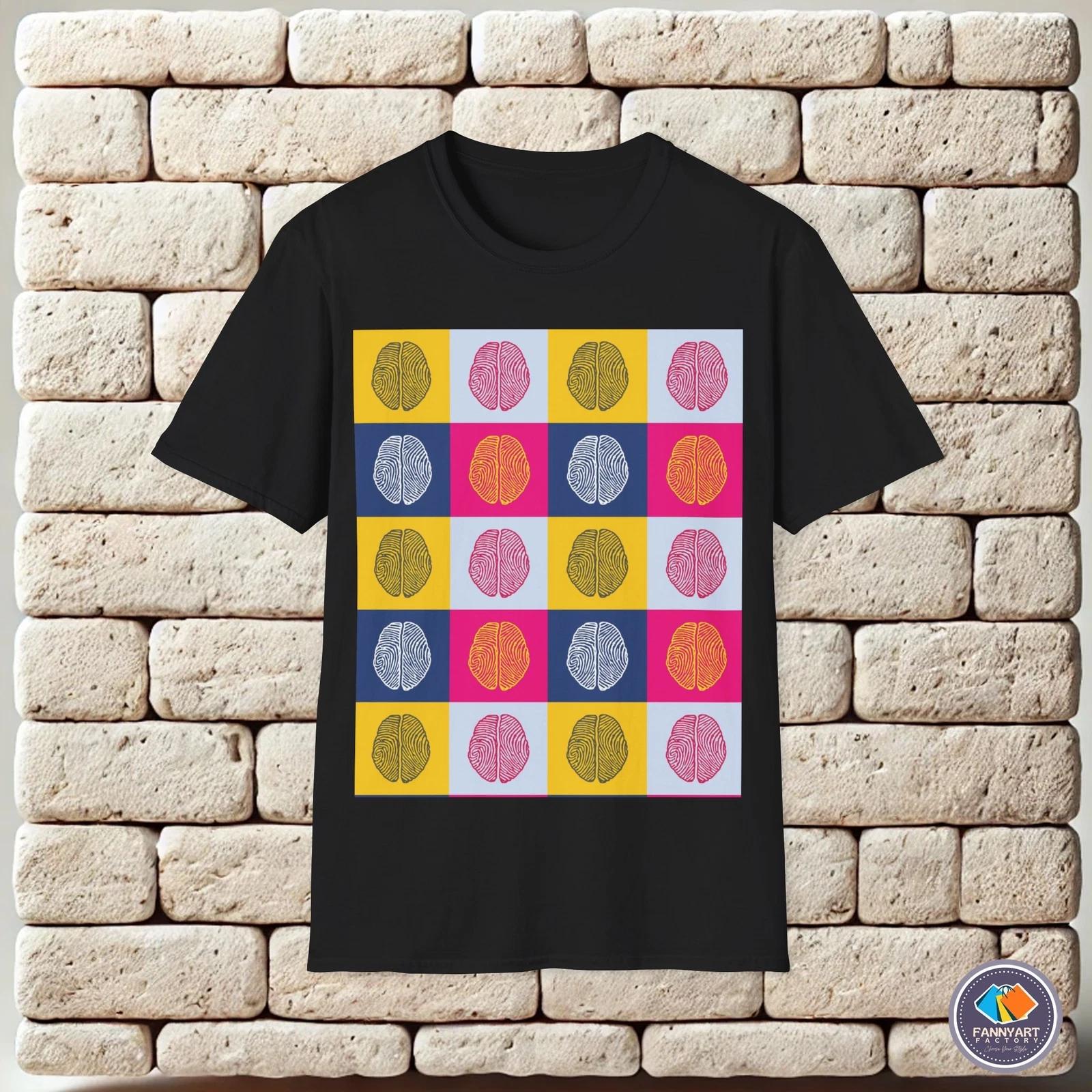 Pop-art Brain Colorful Pattern Andy Warhol Unisex T-Shirt 3XL