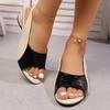 Women’s Peep-Toe Colorblock Mid Heel Buckle Strap Sandals