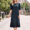 ZANZEA Women Casual Round Neck Solid Color Half Sleeve Dress