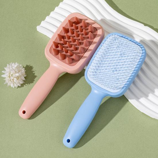 Tosidet Shampoofejebørste med Langt Håndtag Fint Brede Tænder Hovedbundsmassage til Mænd Kvinder 2-i-1 Hårudfiltring Skrubbebørste