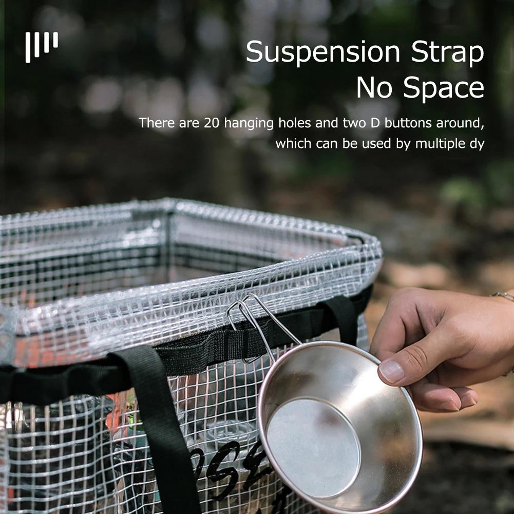 Outdoor Camping Folding Storage Box PVC Mesh Tool Storage Bag Fishing Tackle Tote Bag Multitool Picnic Drink Carrier Lunch Box