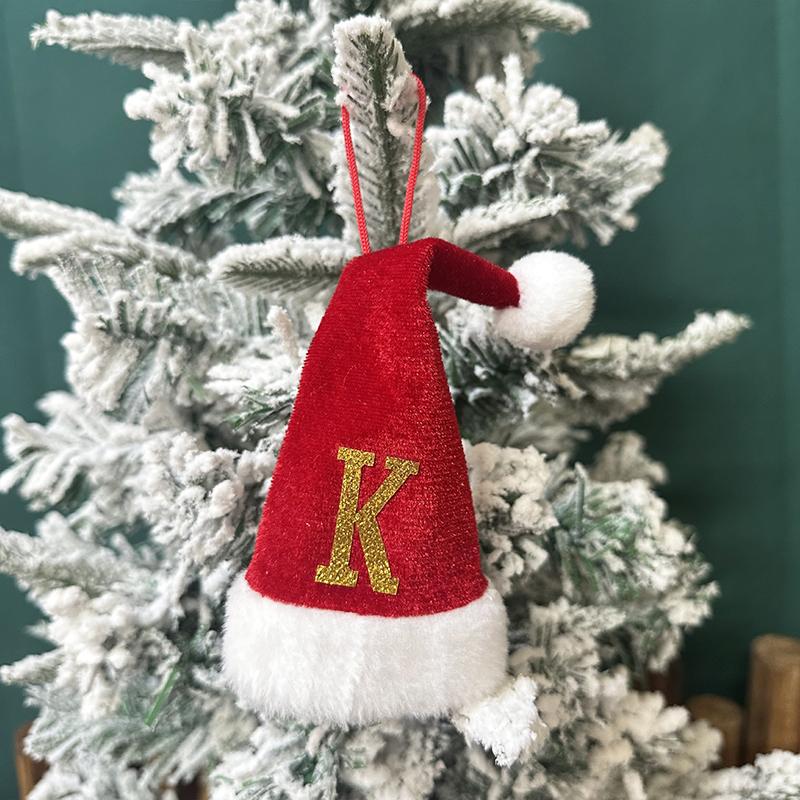 Mini Letter Christmas Hat Christmas Tree Pendant Decorations Hanging Ornament Cute Plush Velet Santa's Hat Christmas Home Decor
