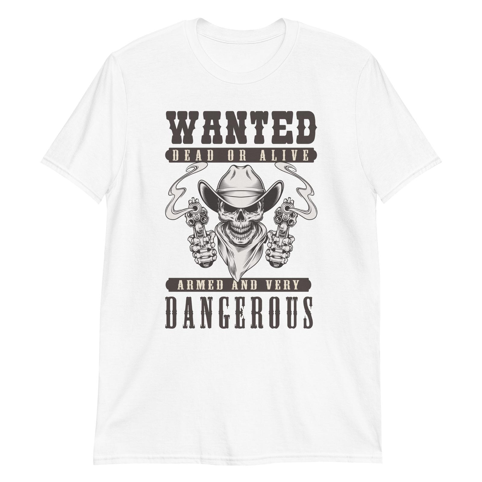 Wanted Unisex T-Shirt, Biker, Grunge, Death, Skull, Emo, Rock, Punk, Gun S разноцветный