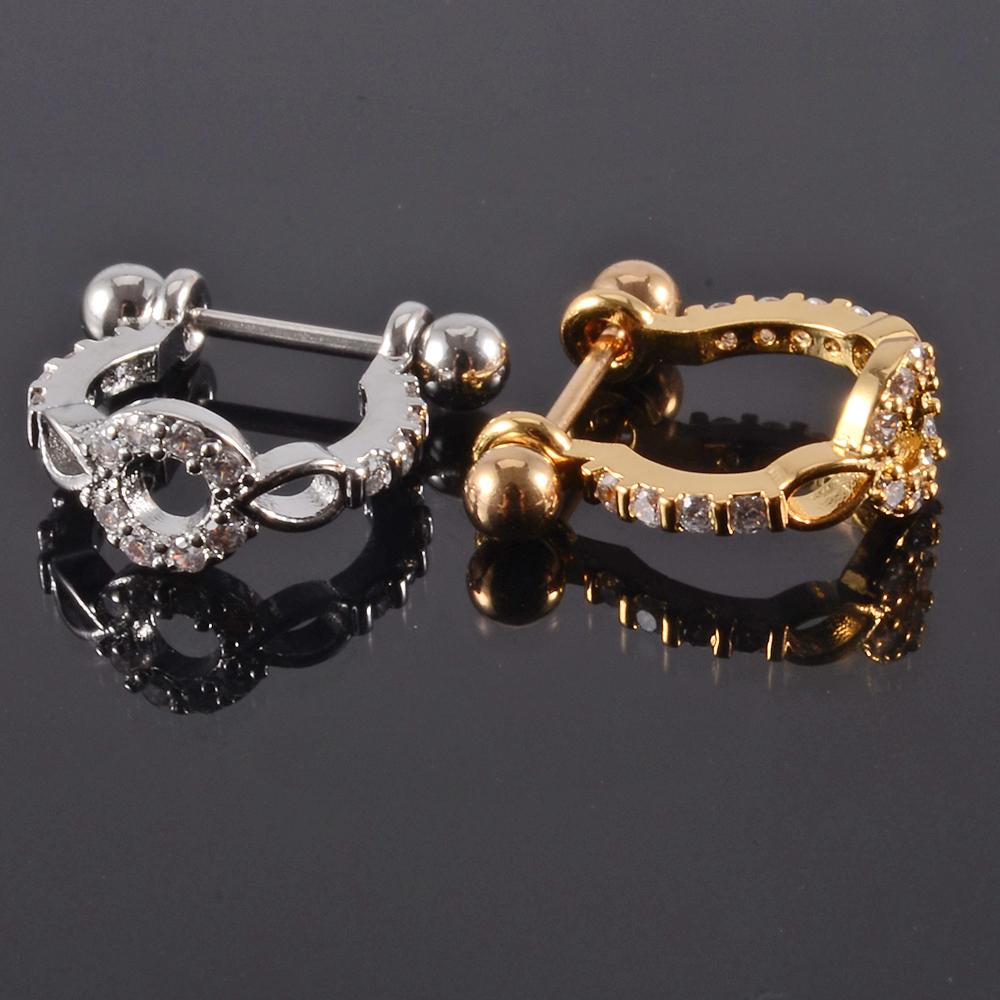 1pc Ear Tragus Cartilage Ring Stainless Steel Barbell With Cz Hoop Cartilage Cuff piercing Helix Daith Rook Lobe Earrings