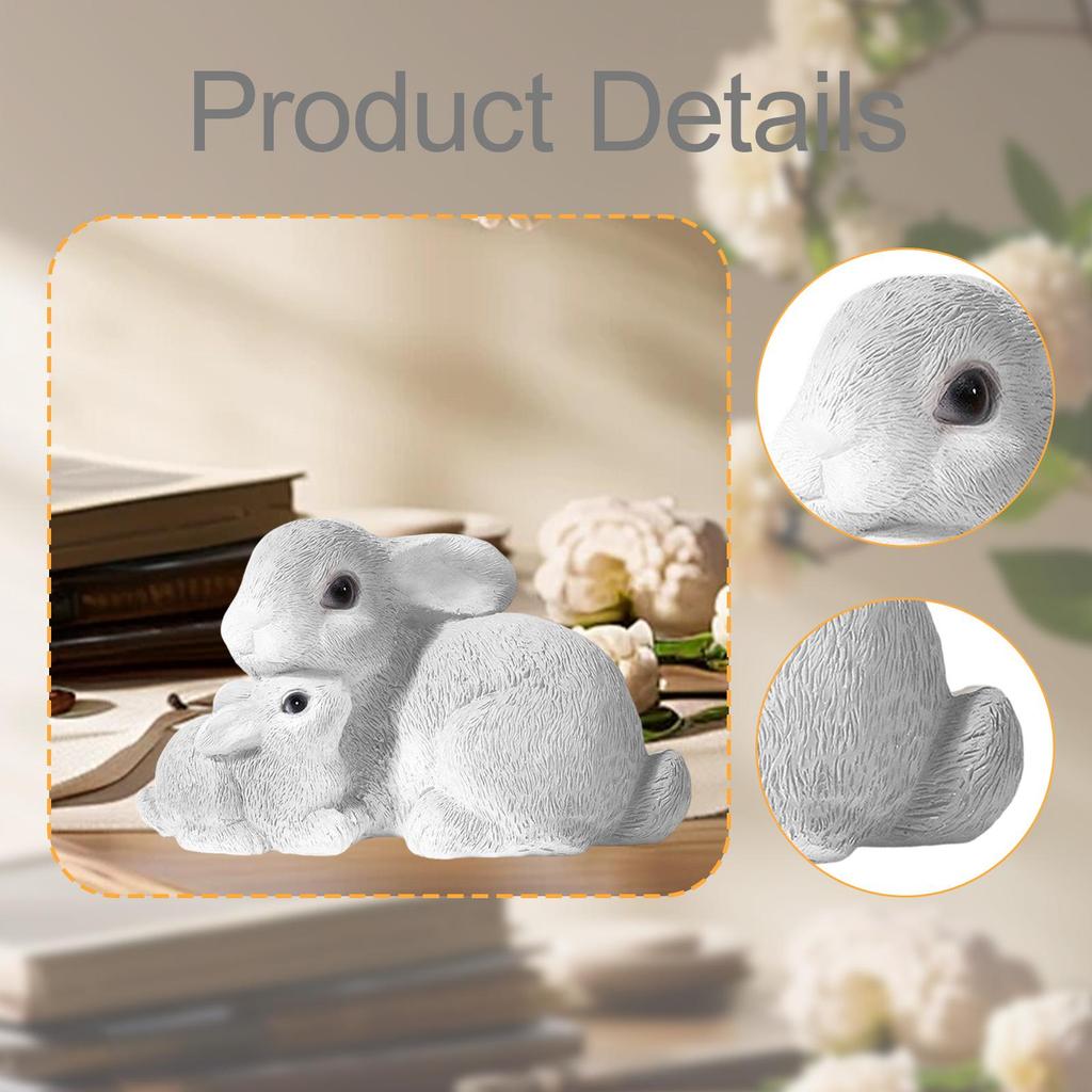 Mini Rabbit Figurine Resin Bunny Statue Animal Ornament for Indoor Outdoor Yard Balcony Easter Home Dollhouse Miniatures