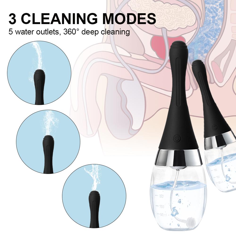 Black Anal Rinser For Girls Vaginal Rinser 3-Stage Charging Electric Enema Cleaning Tool Laxative Sex Toys Adult Products