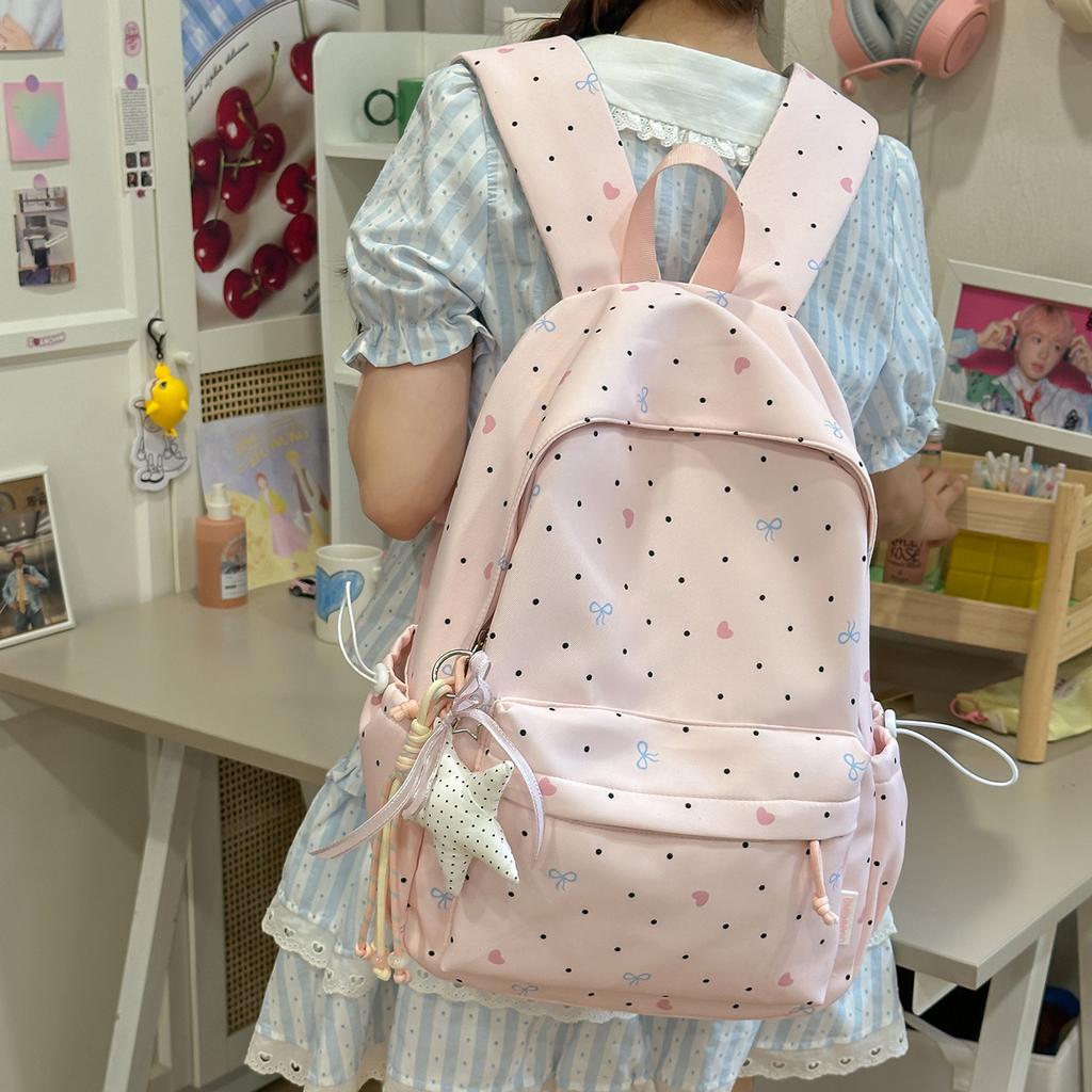 Schoolbag1011 New High School Versatile INS Style School Bag for Women, Fashionable Simple Japanese Sweet Travel Backpack