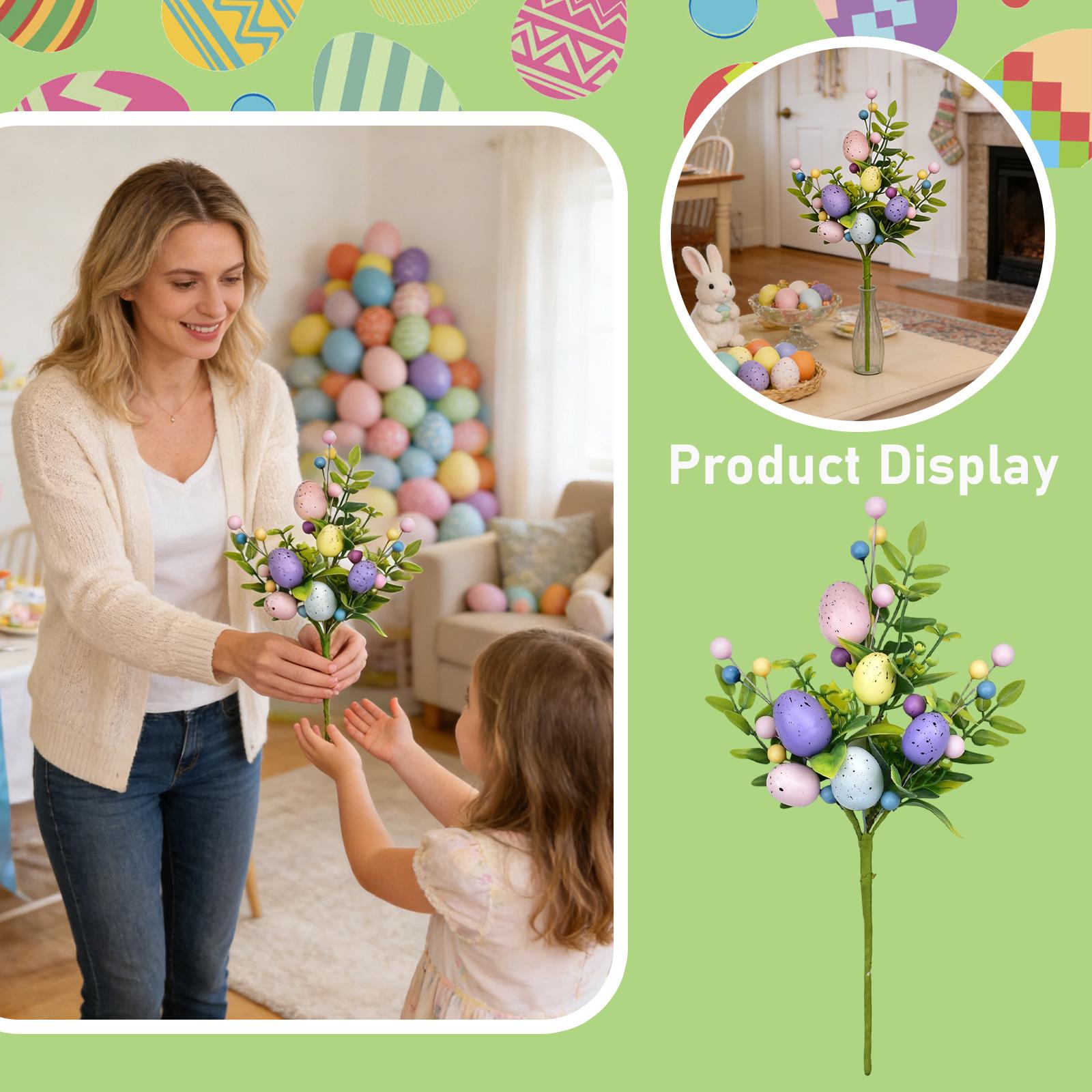 Пасхальные домашние букеты, Искусственные расписные яйца, Веточки с ягодами One Size